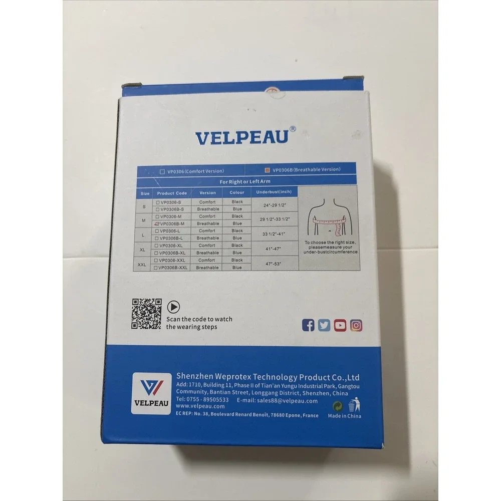 Velpeau Arm Sling Limb Immobilizer VP0306B Size Med Adjustable Straps Breathable